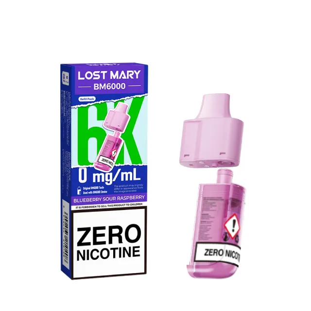 Blueberry Sour Raspberry Lost Mary BM6000 Prefilled Pods Zero Nicotine